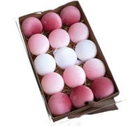 Lot de 15 boules de Noël à suspendre en plastique flanelle macaron, combinant texture douce et matériau pour la décoration saisonnière (tons roses)
