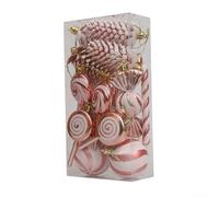 Lot de 15 boules de Noël en plastique (or rose)