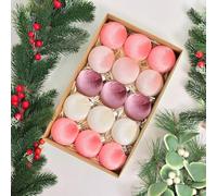 Lot de 15 boules de Noël en velours à suspendre pour arbre, fenêtre, mur et cheminée - 6 cm - Pour charmante décoration de vacances (rose)