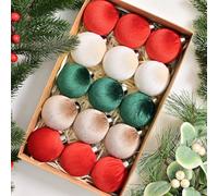 Lot de 15 boules de Noël en velours à suspendre pour arbre, fenêtre, mur et cheminée - 6 cm - Pour charmante décoration de vacances (rouge)