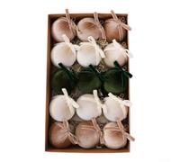 Lot de 15 boules de Noël en velours avec nœuds Vert 8 cm
