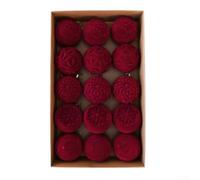 Lot de 15 boules de Noël floquées bordeaux en velours pour sapin à faire | Decorations, 8 cm rouge à suspendre boules d'ornement avec toucher doux, décoration de maison de vacances de luxe moderne