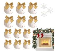 Lot de 15 boules de Noël incassables avec nœud - Décoration de Noël pour mur, porte, cheminée, salon, chambre à coucher, école