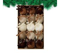 Lot de 15 boules de Noël incassables pour sapin de Noël | 6 cm finition velours, décoration à suspendre résistante aux chutes pour couronnes, cheminée, portes, salon