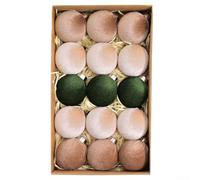 Lot de 15 boules décoratives de Noël en velours pour sapin de Noël, fenêtre et cheminée (kaki)