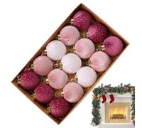 Lot de 15 boules décoratives en velours floqué pour sapin de Noël, 8 x 8 cm, boules de décoration polyvalentes pour ferme, chambre à coucher, salle de bain, hiver, table de chevet, couloir, école