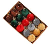 Lot de 15 boules décoratives floquées - Décoration d'intérieur rustique et floquée - Décoration d'arbre de Noël - Pour la maison, la chambre, la salle de bain, l'école, le bureau, l'hiver