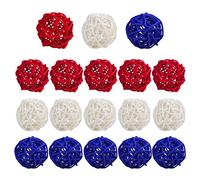 Lot de 15 boules en rotin rouge, blanc et bleu 4 juillet pour décoration de maison, vase, pub