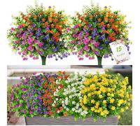 Lot de 15 bouquets de fleurs artificielles pour extérieur intérieur - résistantes aux UV 5 Couleurs Plantes en Plastique pour Label