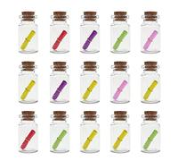 Lot de 15 bouteilles à souhaits en liège - 20 * 40 mm - Bouteilles en verre transparent pour souhaits et messages - Bricolage artisanal - Décoration de fête de mariage - Avec 15 petites notes de vœux