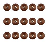 Lot de 15 Boutons en Bois à Quatre Yeux Avec Bords Ronds - Pour Cardigan, Tricot, Couture, Crochet (25 mm)