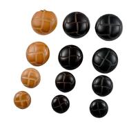 Lot de 15 boutons ronds recouverts de cuir synthétique pour manteaux et sacs à main, couture, pour gilets, tricots, manteaux et vestes (noir, 25 mm)
