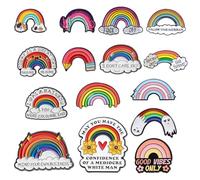 Lot de 15 broches arc-en-ciel en émail LGBTQ en forme de cœur pour vêtements, sac à dos, chapeau, accessoires de décoration