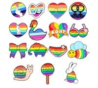 Lot de 15 broches arc-en-ciel en émail LGBTQ en forme de cœur pour vêtements, sac à dos, chapeau, accessoires de décoration, 1, Acier allié, 1