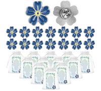 Lot de 15 broches « Forget Me Not » pour sensibilisation à la maladie d'Alzheimer et à la démence avec poème commémoratif et sacs en organza pour célébration de la vie funéraire, événement caritatif