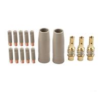 Lot de 15 buses de protection revêtues pour brûleur de soudage 15AK - Buse de gaz sans air avec ouverture en cuivre de 0,8 mm - Bouchon d'allumage anti-adhésif et support de buse pour appareils de