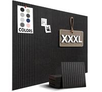 Lot de 15 carreaux muraux en feutre, lattes murales, carreaux de liège alternatifs pour tableau en liège, tableau d'affichage, panneaux muraux, tableau d'affichage, adhésif inclus (lattes en noir)