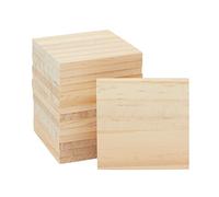 Lot de 15 Carrés de Bois Brut Non Finis pour l'Artisanat, la Gravure sur Bois, les Loisirs Créatifs, 7,6 x 7,6 cm