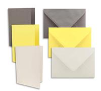 Lot de 15 cartes DIN A6/C6 en graphite, jaune citron, blanc naturel - Cartes pliées avec pli A6 10,5 x 14,8 cm et enveloppes C6 11,4 x 16,2 cm - Pour invitations et cartes de vœux pour Noël et