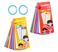 Lot de 15 cartes flash supplémentaires et 15 cartes mémoires de soustraction, faits mathématiques avec 4 stylos effaçables à sec, 2 anneaux, cartes mémoires mnémoniques de mathématiques, faciles à