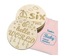 Lot de 15 cartes mensuelles en bois pour bébé de la naissance à 1 an - Double face gravées - Pour séance photo - Cadeau pour bébé fille ou garçon