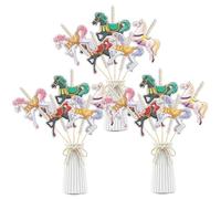 Lot de 15 centres de table en forme de carrousel - Décoration de fête sur le thème du cheval - Fournitures de fête prénatale