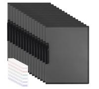Lot de 15 chemises de rapport A4 avec clip pivotant, chemises en plastique pour format A4, dossiers de présentation pour bureau, école, documents commerciaux, CV de projet, noir transparent