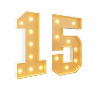 Lot de 15 chiffres lumineux géants en mousse pour chapiteau - 7 m de haut - Pour 15e anniversaire, décoration de fête de mariage