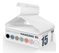 Lot de 15 cintres Super Robustes, en Plastique Solide, fabriqués aux États-Unis, pour placards et vêtements (Blanc)