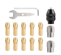 Lot de 15 colliers de serrage pour mandrin de perceuse 0,8 à 3,2 mm, mandrin sans clé M8 x 0,75 avec écrous en alliage pour outil rotatif, meuleuse électrique, graveur et machine de polissage
