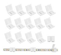 Lot de 15 connecteurs LED à 4 broches résistants à la chaleur - Sans outils nécessaires - Connecteur rapide sans soudure - Sans fil - Sans espace - Pour bande LED RVB SMD5050 de 10 mm (blanc)