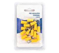 Lot de 15 cosses électriques de connexion pré-isolées jaunes pour câbles jusqu'à 1,5 mm²