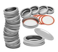 Lot de 15 couvercles Mason Jar - 70 mm - Avec anneaux en caoutchouc - Anti-fuite - Réutilisables - Pour cornichons, bonbons ou confitures
