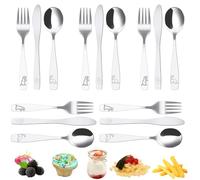 Lot de 15 couverts pour enfants - 5 fourchettes, 5 cuillères, 5 couteaux - À partir de 1 an - En acier inoxydable - Avec gravure