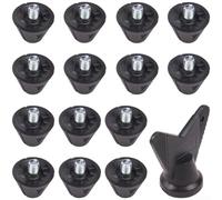 Lot de 15 crampons antidérapants pour chaussures de football, rugby, forlacrosse, 13 mm avec filetage M5 et clé