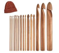 Lot de 15 crochets en bois ergonomiques avec poignées en bois | Ensemble de crochets ergonomiques pour femmes, débutants, adultes, personnes âgées