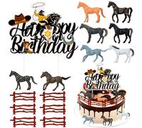 Lot de 15 décorations de gâteau de cheval - En plastique réaliste - Pour gâteau d'anniversaire - Pour jouer ou comme décoration