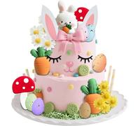 Lot de 15 décorations de gâteau de Pâques, œufs de Pâques, carottes et lapins - Décorations de gâteau d'anniversaire pour enfants - Décorations de Pâques - Décorations d'anniversaire - Accessoires de