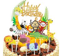 Lot de 15 décorations de gâteau en forme d'animal - Décorations d'anniversaire pour enfants de la 1ère à 4e fête