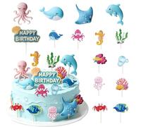 Lot de 15 décorations de gâteau sur le thème des animaux marins | Poulpes, dauphins, baleines, raies, décorations de gâteau sur le thème des animaux marins, décorations de gâteau DIV
