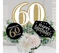 Lot de 15 décorations de table pour 60e anniversaire adulte Doré