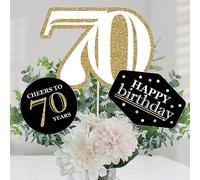Lot de 15 décorations de table pour 70e anniversaire adulte Doré