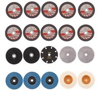Lot de 15 disques à tronçonner 76 mm, 3 disques à lamelles de 76 mm, disques à tronçonner 76 x 10 mm, 2 disques de polissage en feutre de 75 x 10 mm, pour mini meuleuse d'angle, coupe, polissage