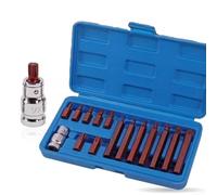 Lot de 15 douilles hexagonales en alliage d'acier pour Torx Star 12 points, outils de réparation d'entraînement de 1,27 cm avec revêtement en chrome vanadium pour entretien mécanique automobile (type