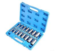 Lot de 15 douilles magnétiques 5,5 à 19 mm pour clé à percussion, douilles pneumatiques courtes et profondes dans une boîte organisée pour outils pneumatiques (argent)