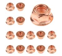 Lot de 15 Ecrou Echappement m8 Euivre,Collecteur d'échappement Écrous Hexagonaux en Cuivre Plaqué Autobloquant Hexagonal M8,Verrouillage Hexagonal Accessoires pour E30 Série 3,Boulons M8