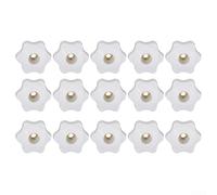 Lot de 15 écrous moletés M6 Star Grip - Diamètre extérieur : 32 mm - Plastique avec noyau en cuivre - Pour montage de meubles, réglages de machines et projets de bricolage - Blanc (M6 32))