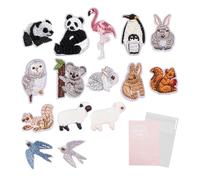 Lot de 15 écussons thermocollants en forme d'animaux, pour enfants, pour vêtements, patchs brodés mignons, patchs de réparation d'animaux adaptés aux pantalons, chemises, robes