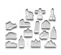Lot de 15 emporte-pièces célèbres monuments du monde - Emporte-pièces pour la fabrication de biscuits