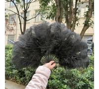Lot de 15 éventails en plumes d'autruche rouges, 70 cm, accessoires de danse pour festival, carnaval, fête, mariage, spectacle, noir, 2 pièces
